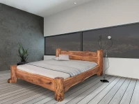 Masivní designová postel BELINDA s úložným prostorem z jilmového dřeva