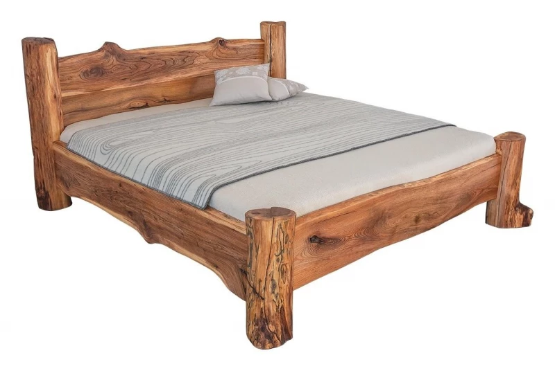 Masívna designová posteľ BELINDA s úložným priestorom z brestového dreva