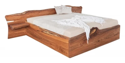 Masívna designová posteľ ELBIANA s úložným priestorom z brestového dreva