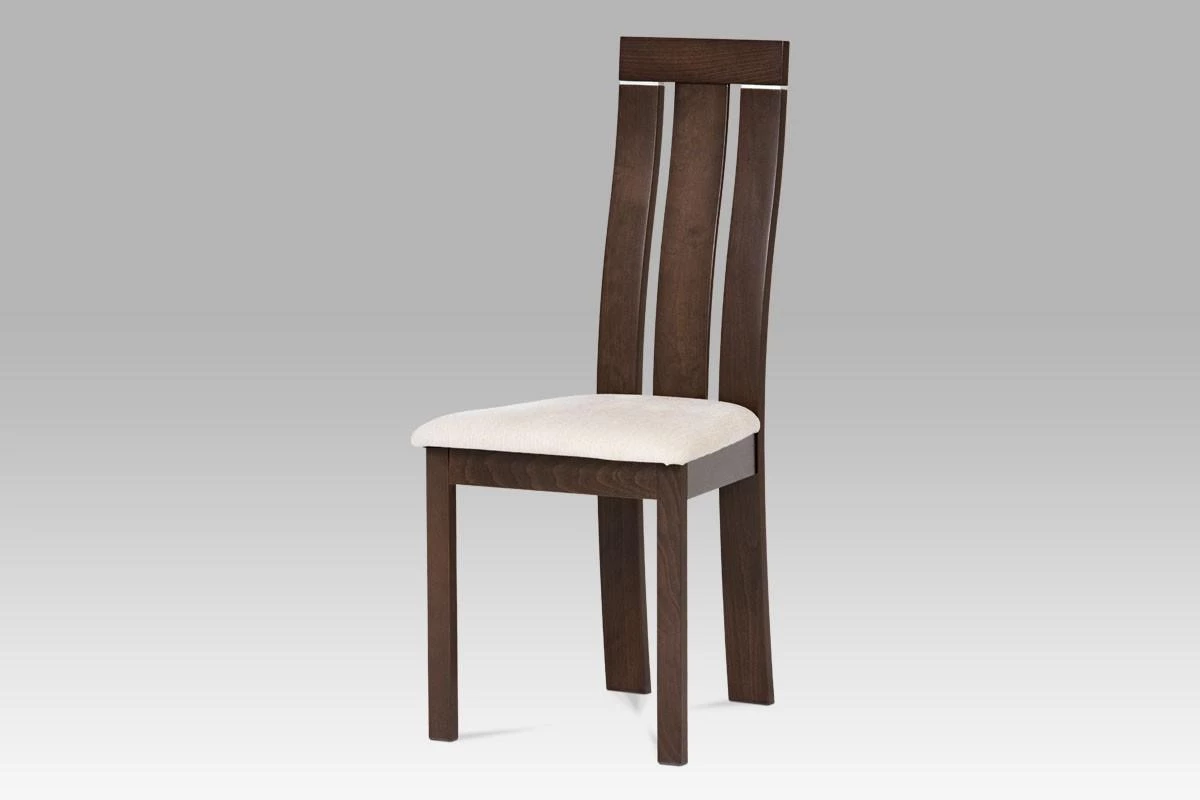 Jídelní židle masiv buk, barva ořech, potah krémový
