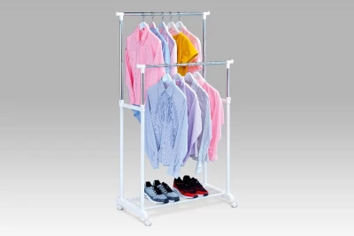 stojan na šaty, chróm, plast biely