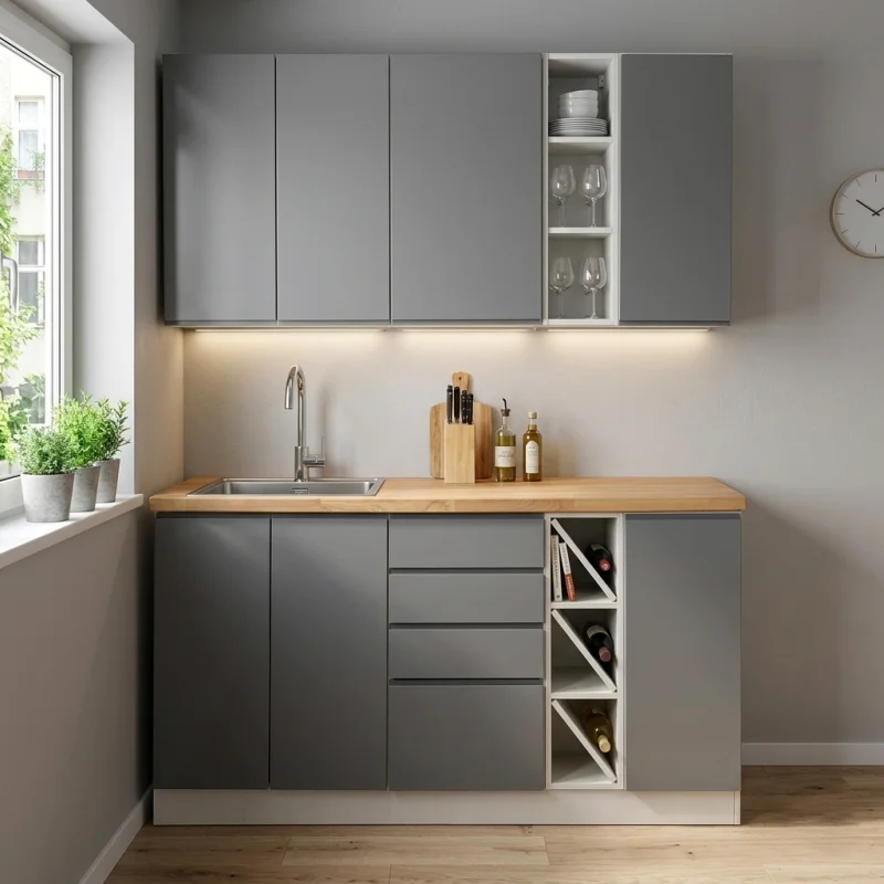 Kuchynská linka Aspen sivá - 150 cm