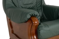 Kožená sedacia súprava Baron LUX 3N+1+1 - zelená s hnedým drevom
