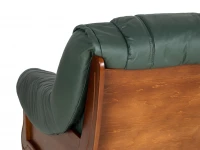 Kožená sedací souprava Baron LUX 3N+1+1 - zelená s hnědým dřevem