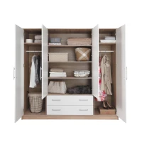Šatní skříň Smart 200 cm, dub sonoma/bílá, zrcadlo