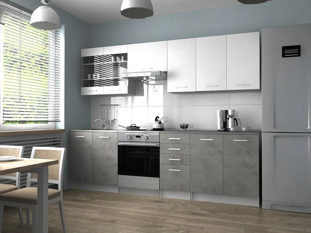 Kuchyňská linka Perla 200/260, bílá / beton