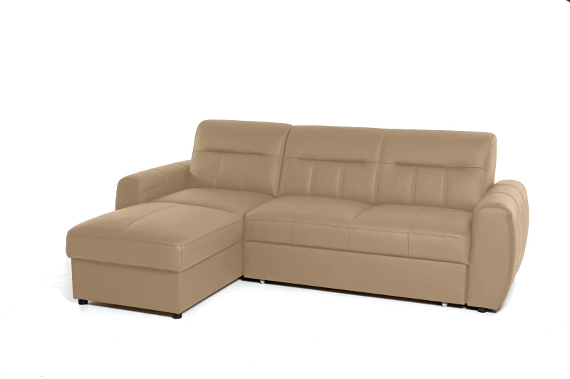 Kožená rohová sedací souprava FELIS, levá, Latté