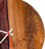 Dřevěné hodiny s pryskyřicí Ø 30CM - ořech, vínová perleť