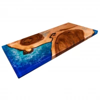 Dřevěný servírovací podnos s epoxidovou pryskyřicí 50x22 cm - hrušeň, mořské pobřeží