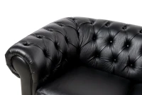 Kožená pohovka CHESTERFIELD - 3P, čierna (Rimini 2044)