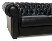 Kožená pohovka CHESTERFIELD - 3P, čierna (Rimini 2044)