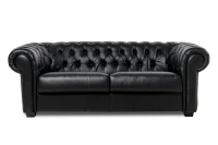 Kožená pohovka CHESTERFIELD - 3P, čierna (Rimini 2044)