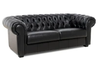 Kožená pohovka CHESTERFIELD - 3P, čierna (Rimini 2044)