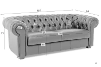 Kožená pohovka CHESTERFIELD - 3P, čierna (Rimini 2044)
