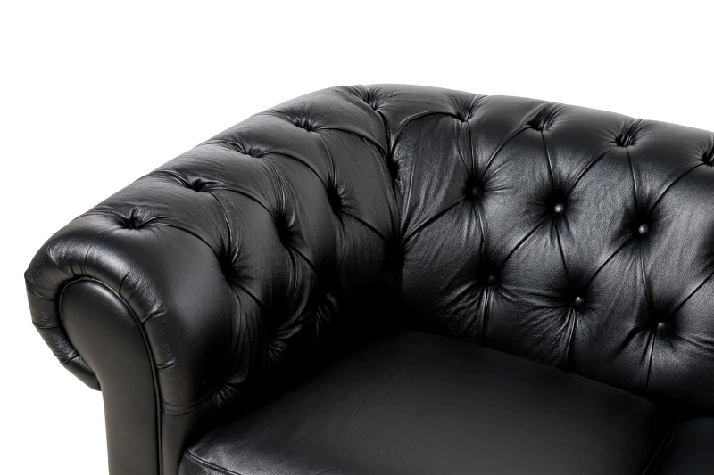 Kožená pohovka CHESTERFIELD - 3P, čierna (Rimini 2044)