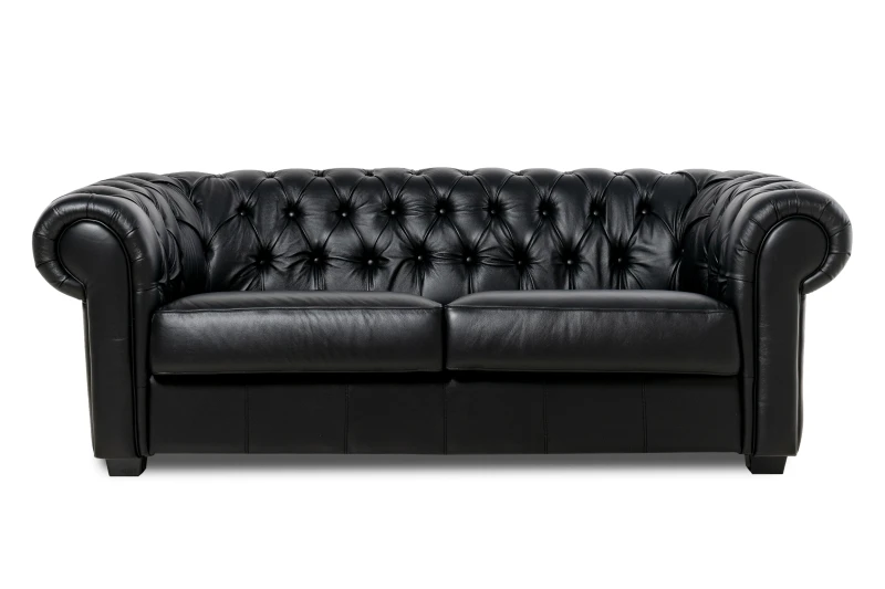 Kožená pohovka CHESTERFIELD - 3P, čierna (Rimini 2044)