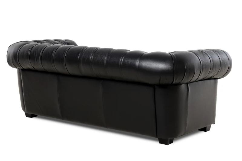 Kožená pohovka CHESTERFIELD - 3P, čierna (Rimini 2044)