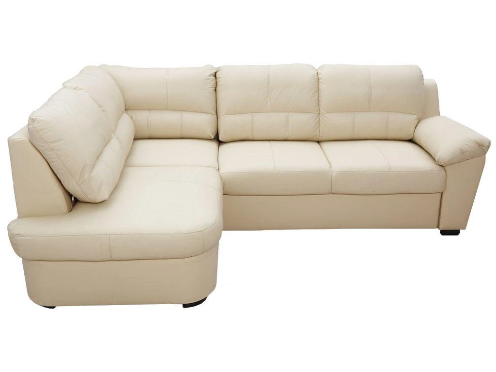 Kožená rohová sedací souprava MALAGA, levá, krémová