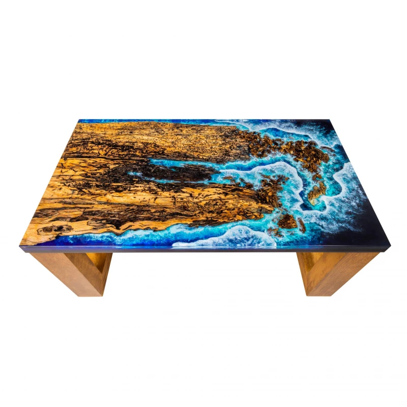 Konferenční stolek - 79 x 44 cm - špaltovaný buk / epoxidová pryskyřice