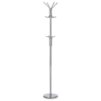 Věšák stojanový, výška 182 cm, kovová konstrukce, lesklý chrom, nosnost 10 kg
