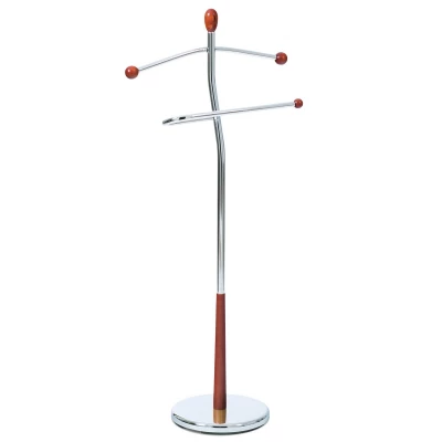 Němý sluha, výška 120 cm, masiv kaučukovník, hnědé moření, kov chrom, nos. 5 kg