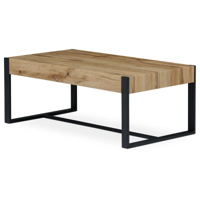 Konferenční stolek 110x60x43 cm, deska MDF, 3D dekor divoký dub, kov - černý mat