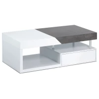 Konferenční stolek 120x60x42, MDF bílý mat/dekor beton, 2 šuplíky