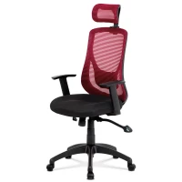 Kancelářská židle, synchronní mech., černá + červená MESH, plast. kříž