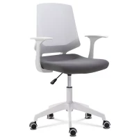 Kancelářská židle, sedák šedá látka, bílý PP plast, výškově nastavitelná