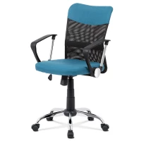 Juniorská kancelářská židle, modrá látka, černá MESH, houpací mech, kříž chrom