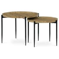 Set 2ks konferenčních stolů, MDF dekor divoký dub, černé kovové nohy.