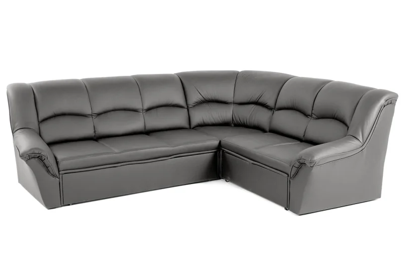Kožená rohová sedací souprava DUBAJ LUX XL, šedá (U-25)