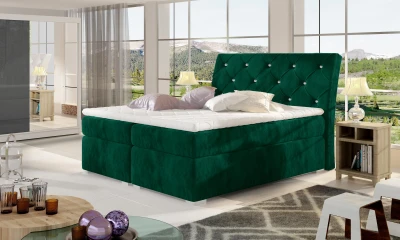 Boxspingová posteľ Marvin, zelená 160x200cm (kronos 19/BLN 03)
