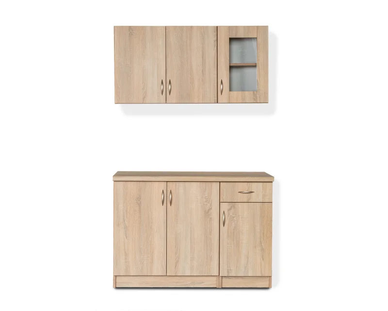 Kuchyňská linka Monika 120, dub sonoma (U7 satyna/sonoma)