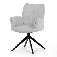 Židle jídelní, bílá látka, otočný mechanismus 180°, černý kov