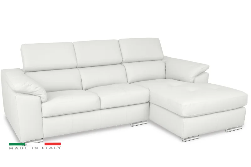 Kožená rohová sedacia súprava LOREN II, pravá, biela (madras - 122 white)
