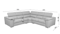 Kožená rohová sedací souprava LOREN II XL, šedá (madras - 128 grey)