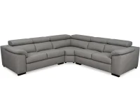 Kožená rohová sedací souprava LOREN II XL, šedá (madras - 128 grey)