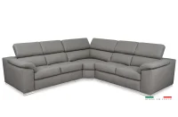 Kožená rohová sedací souprava LOREN II XL, šedá (madras - 128 grey)