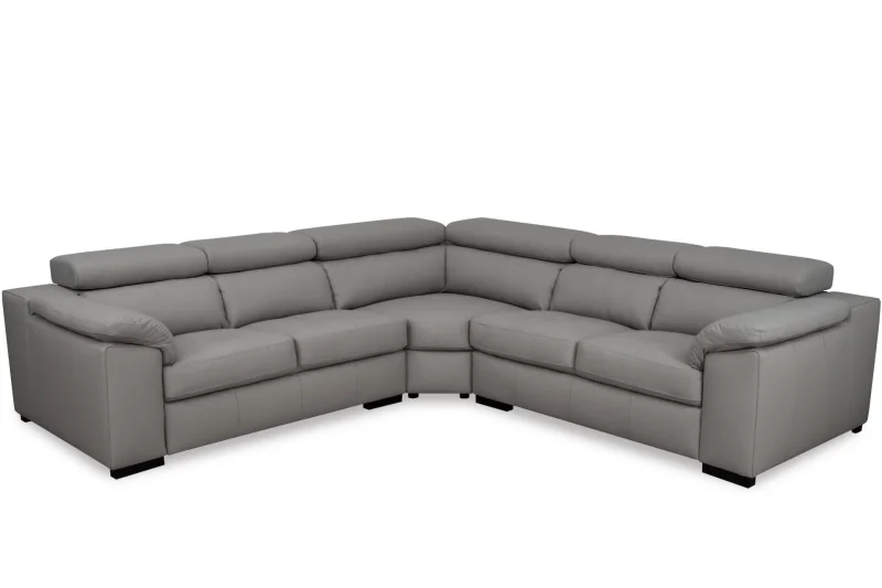 Kožená rohová sedací souprava LOREN II XL, šedá (madras - 128 grey)