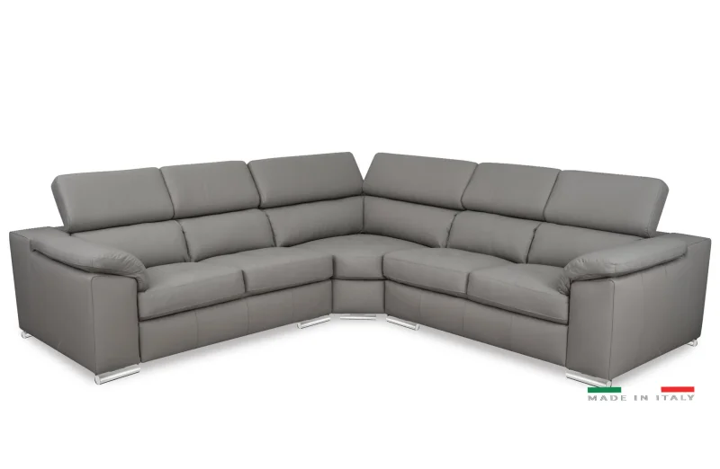 Kožená rohová sedací souprava LOREN II XL, šedá (madras - 128 grey)