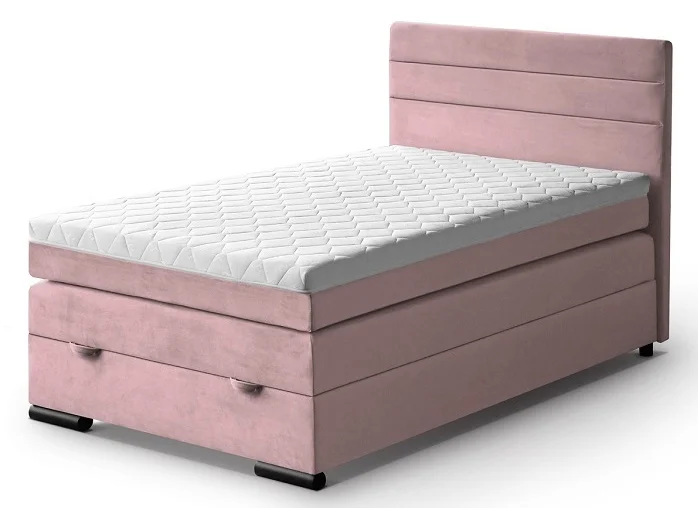 Kontinentální boxspring postel LORA 200x120, růžová (mono 235)
