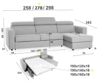 Rohová sedacia súprava na každodenné spanie TAVOLA rozkladacia