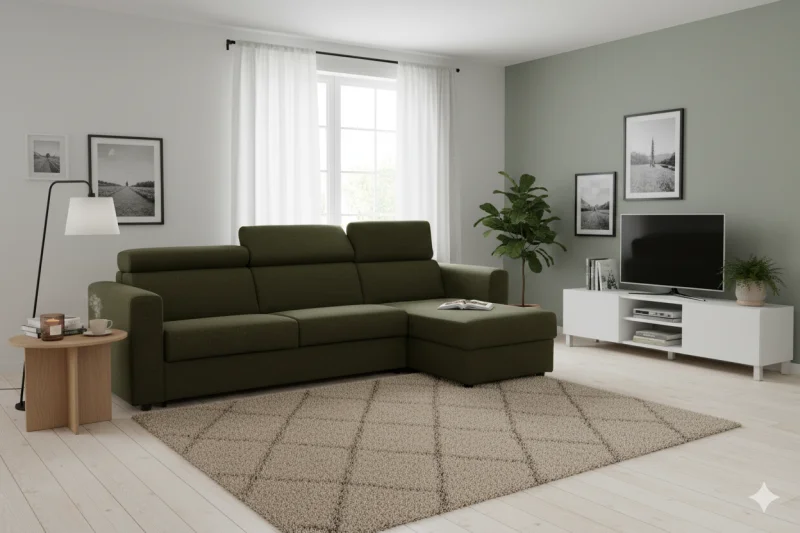 Rohová sedací souprava TAVOLA s rozkladem na každodenní spaní