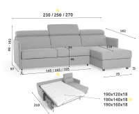 Rohová rozkladacia sedacia súprava na každodenné spanie TAVOLA MINI