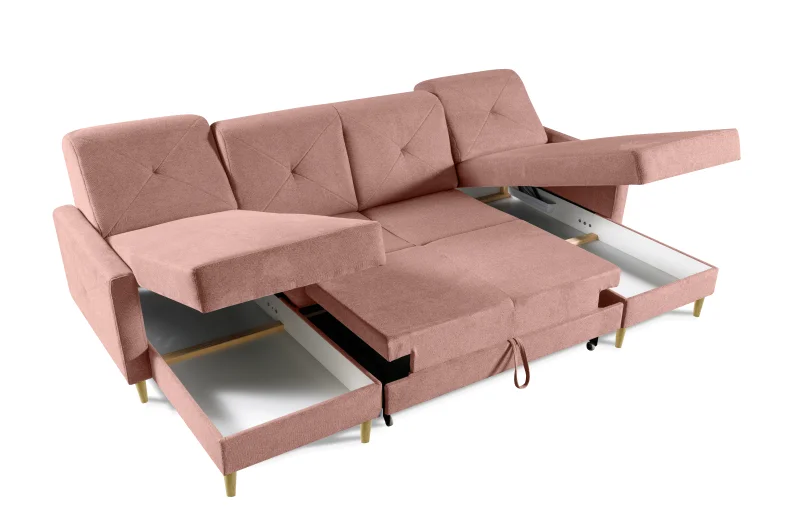 Sedací souprava Scandi New U, růžová (diosa 60)