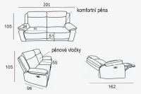 Kožená pohovka CONTINENTAL s elektrickou funkciou relax 3P