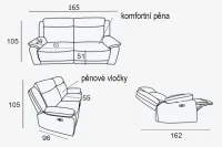 Kožená pohovka CONTINENTAL s elektrickou funkciou relax 2P