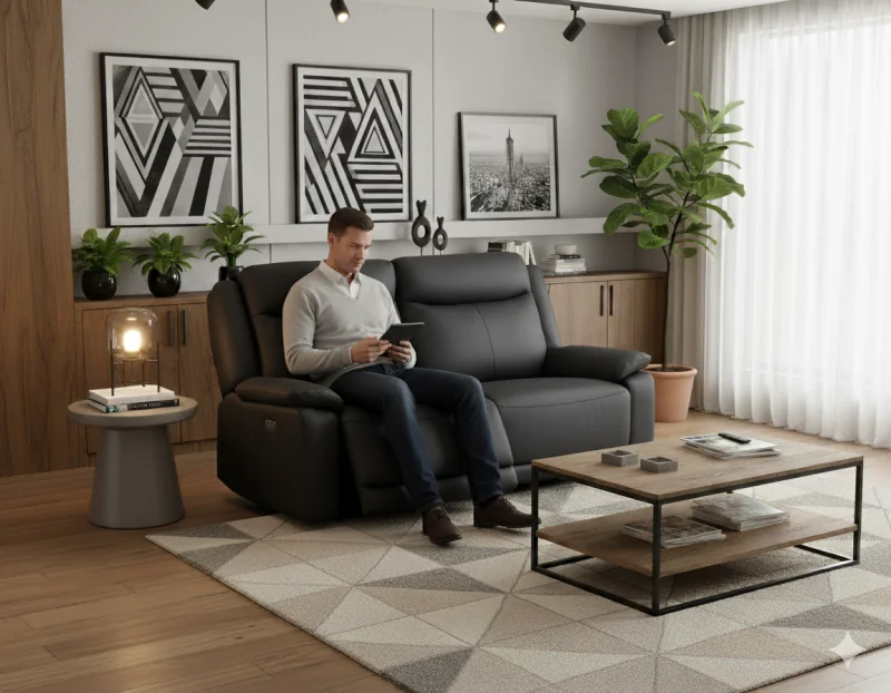 Kožená pohovka CONTINENTAL s elektrickou funkciou relax 2P