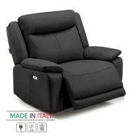 Kožené křeslo CONTINENTAL s elektrickou funkcí relax 1P, elektrické, černá (nero 308)